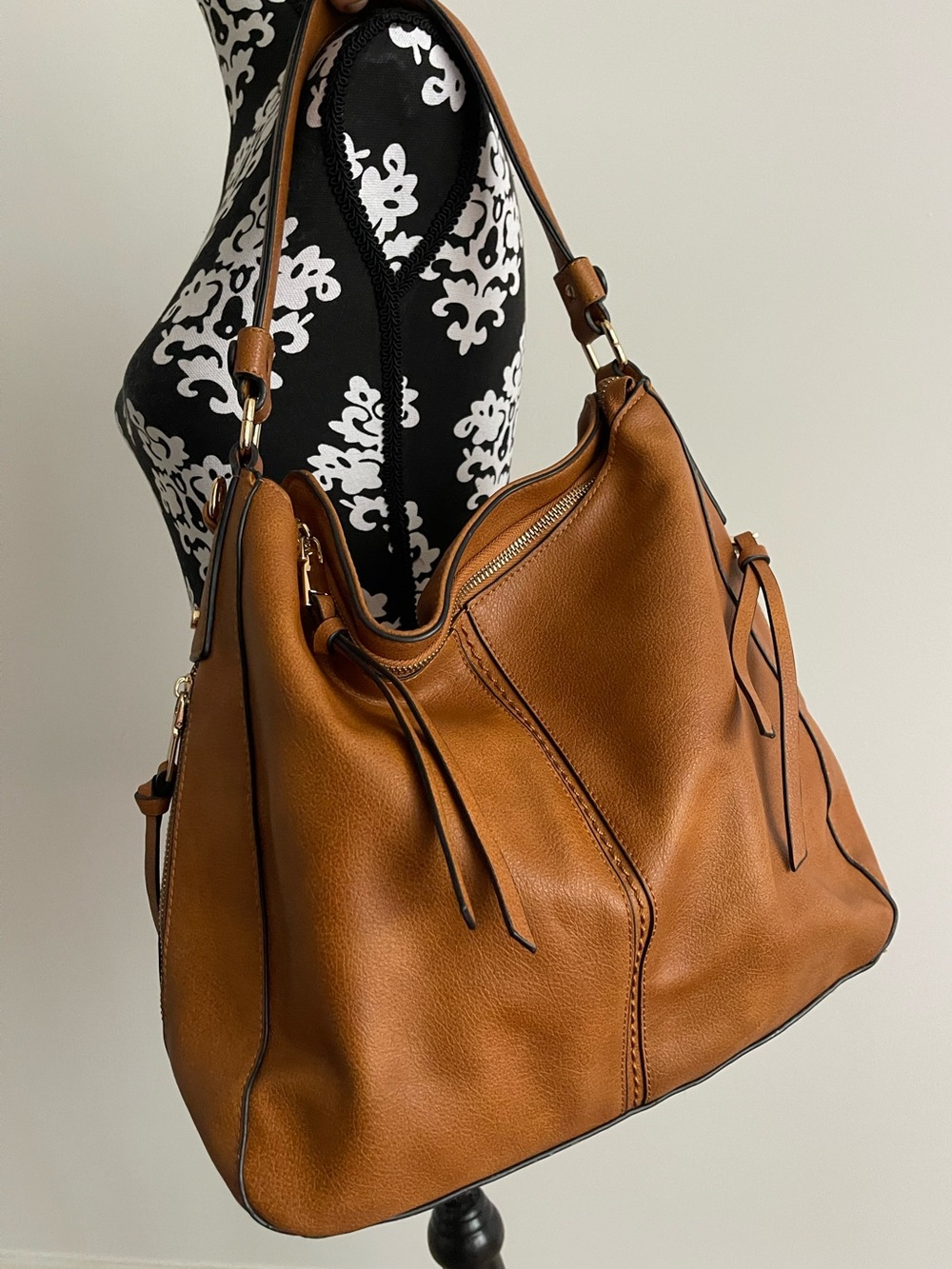 Classic Tan Vegan Leather Hobo Bag - Women